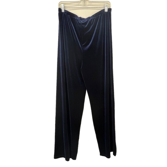 Vintage Adrian Karen Blue Velvet Pantsuit Set Sz 1X Wide Leg Elegant Party - Picture 6 of 16